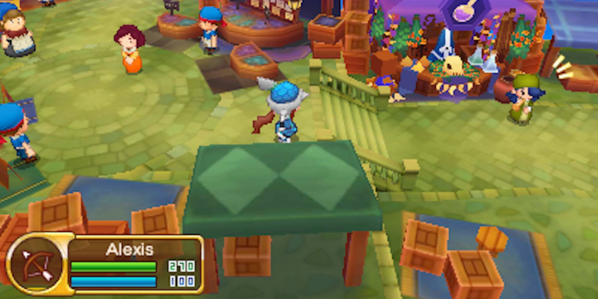 A player running through the town square of Fantasy Life