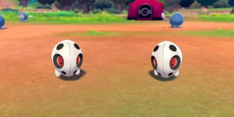 Two shiny Aron from Pokemon Sword and Shield.