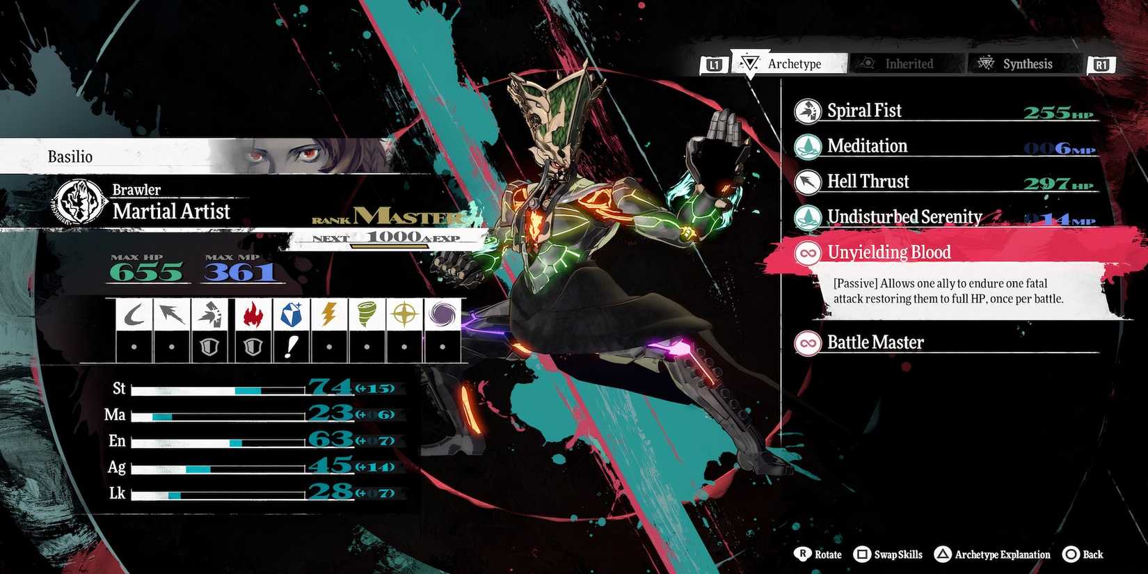 Unyielding Blood skill in Metaphor ReFantazio