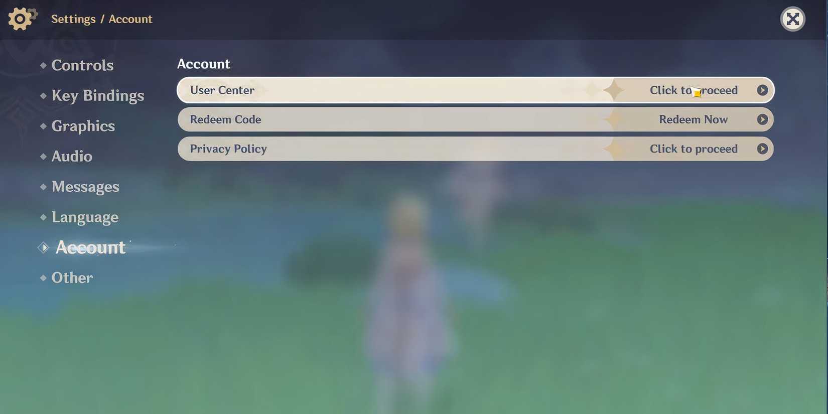 User Center Genshin Impact