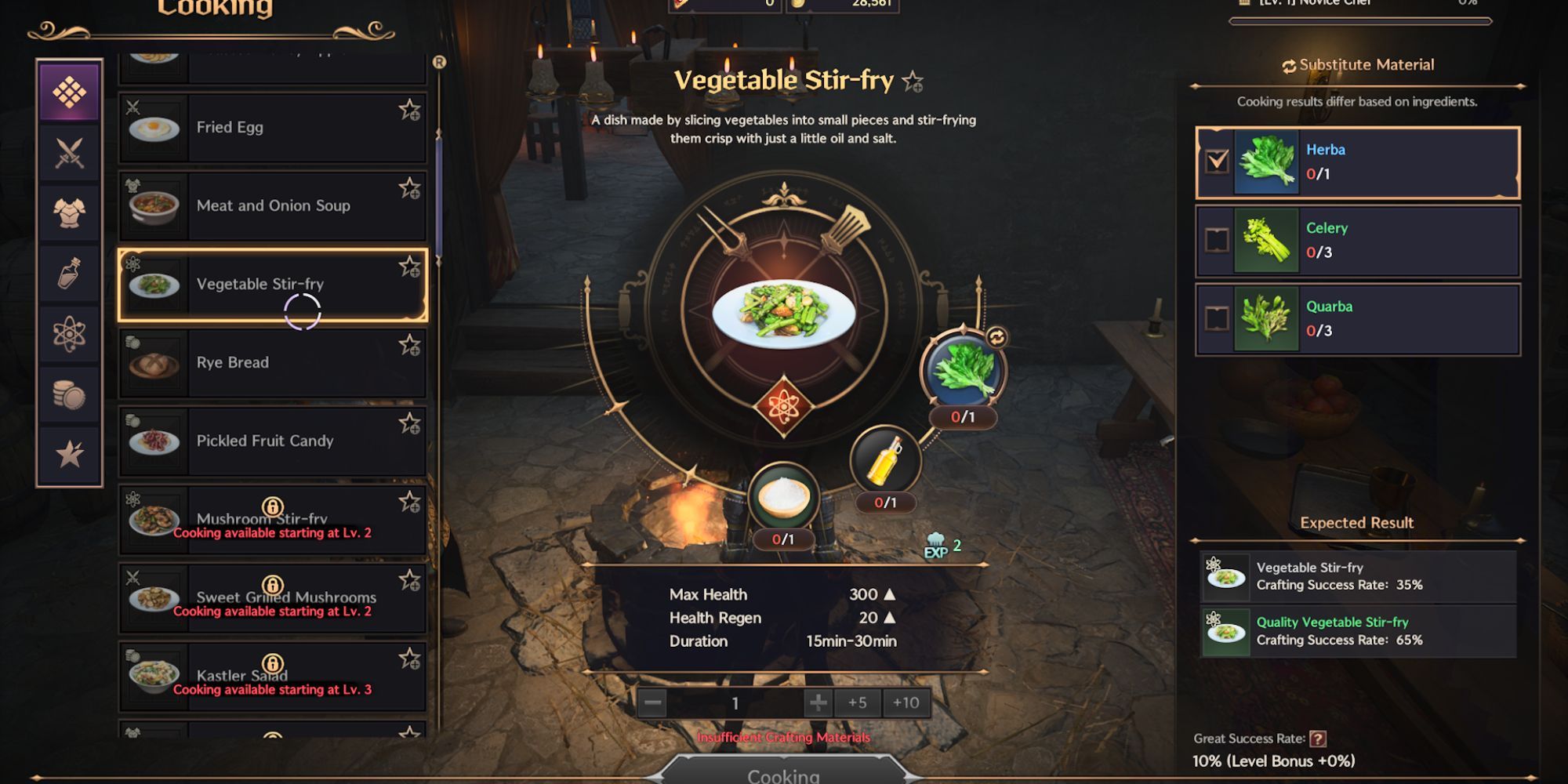 Vegetable Stir Fry cooking recipe in Throne and Liberty