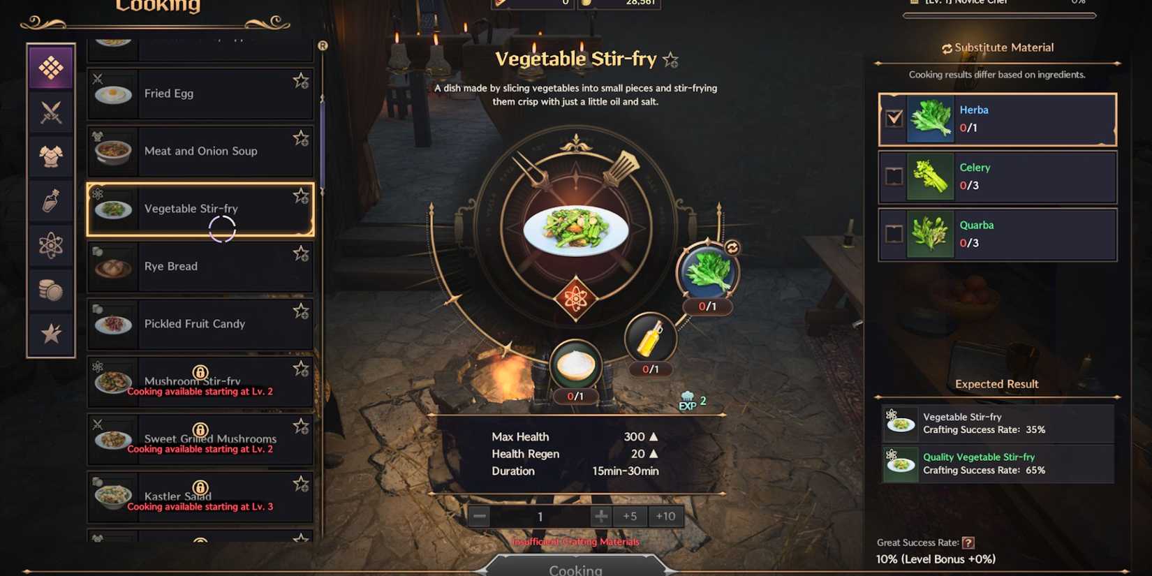 Vegetable Stir Fry cooking recipe in Throne and Liberty