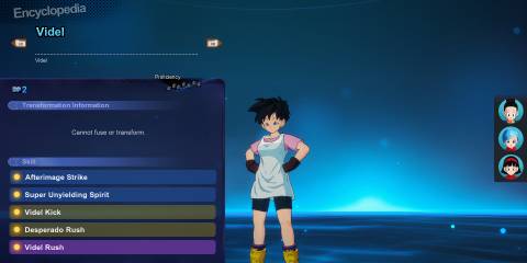 A screenshot of Videl from Sparking Zero