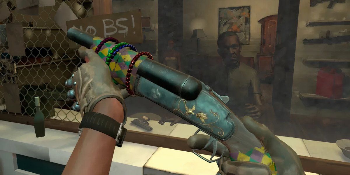 looking at a colorful shotgun