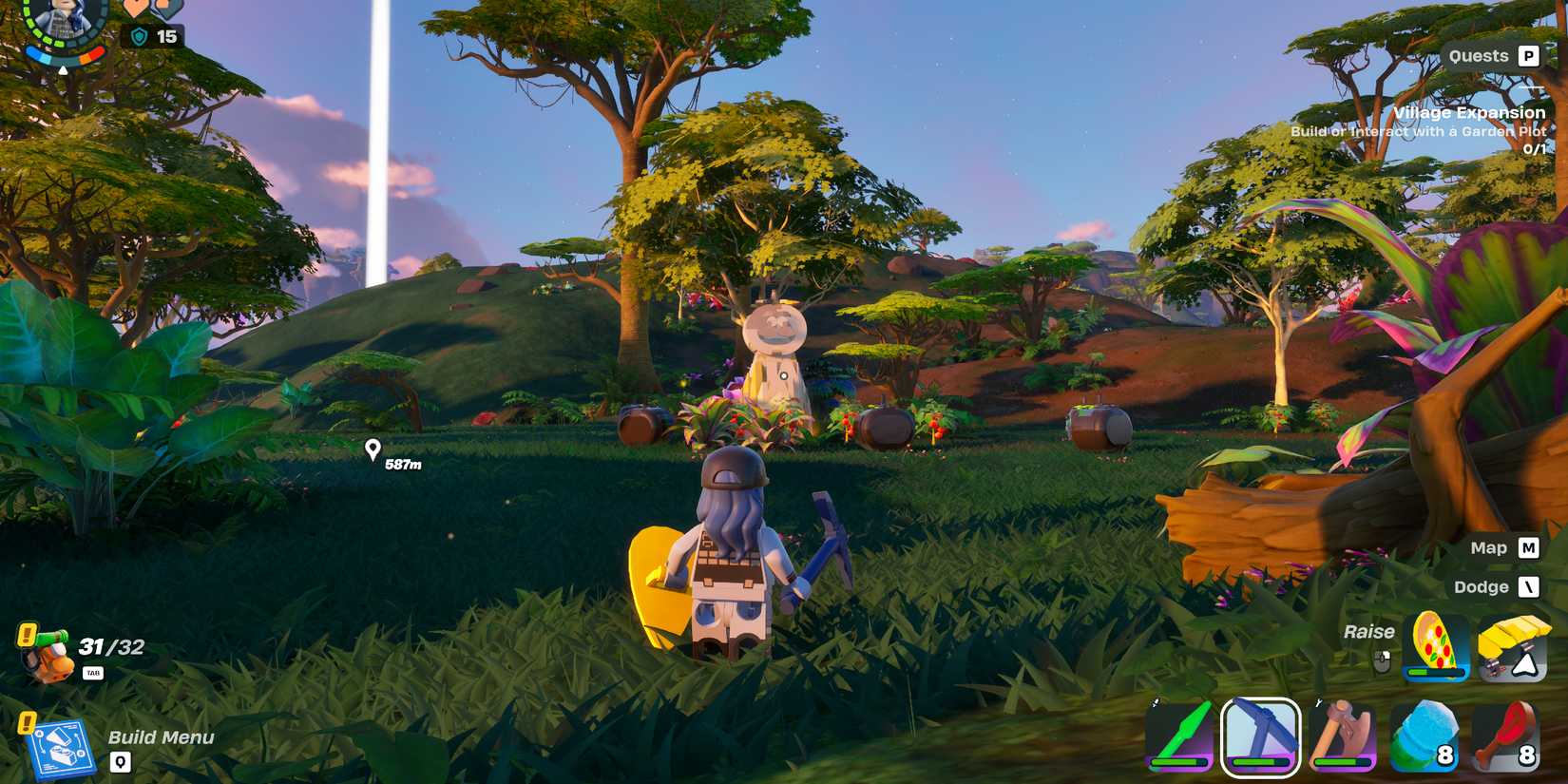 Screenshot showcasing where to find a Tomato Island Head in LEGO Fortnite 