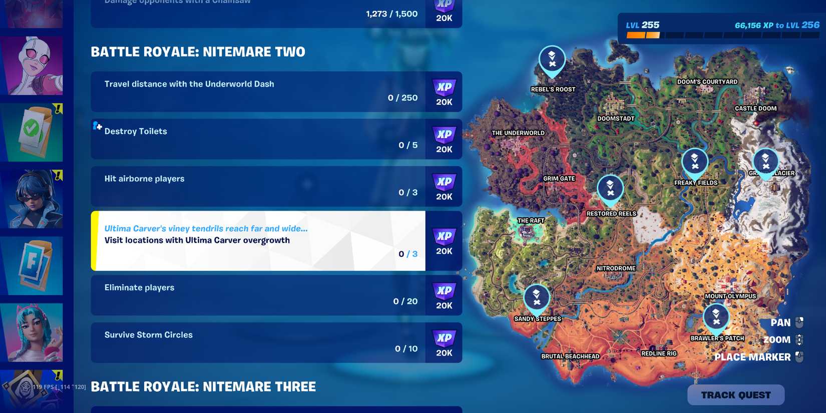 Screenshot showcasing where to find Ultima Carver Overgrowth in Fortnite 