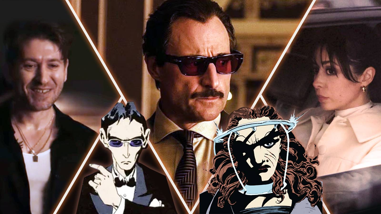 The Falcone family as seen in the Penguin, including Carmine, Alberto and Sofia Falcone.