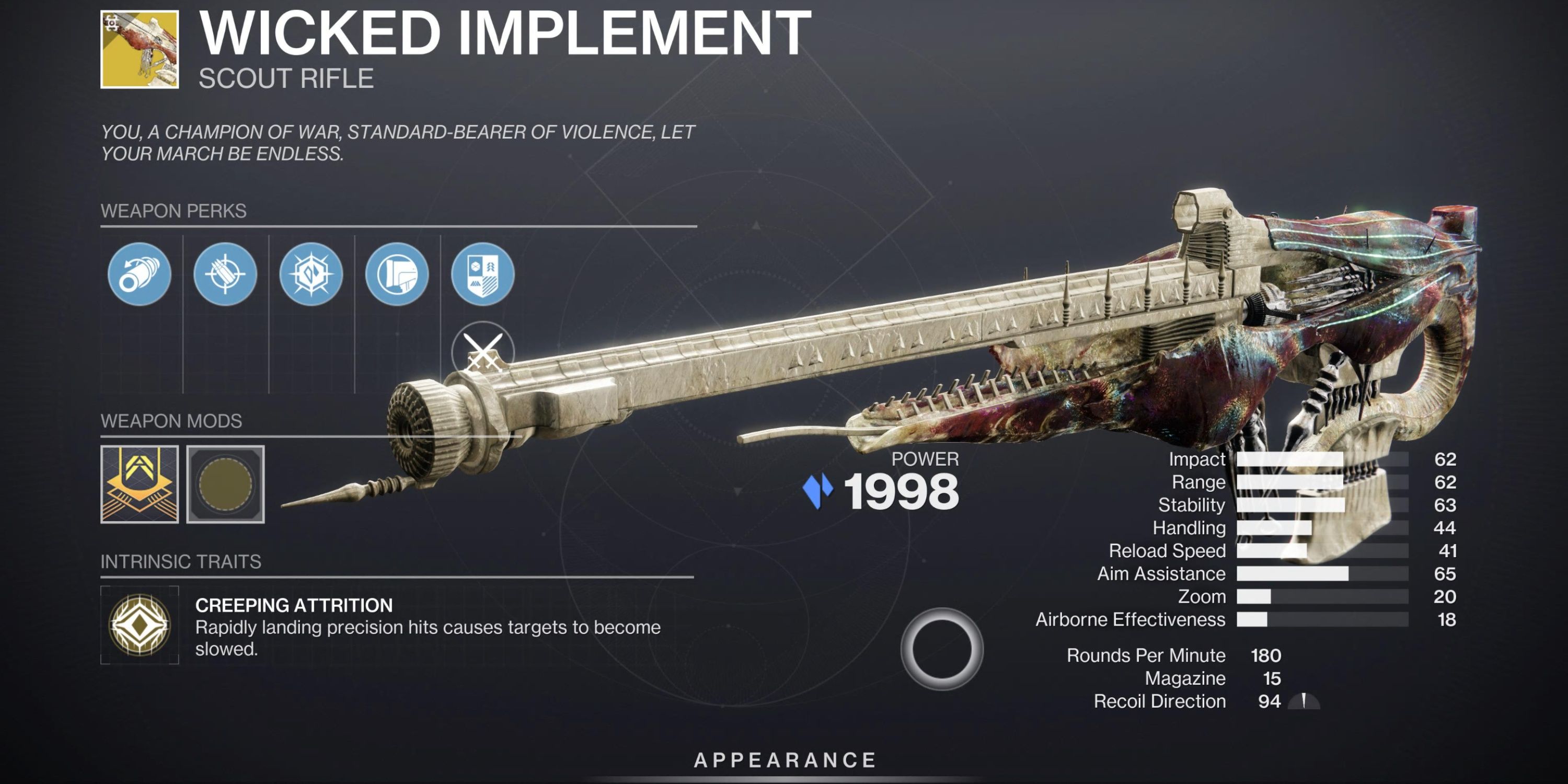 wicked implement stats