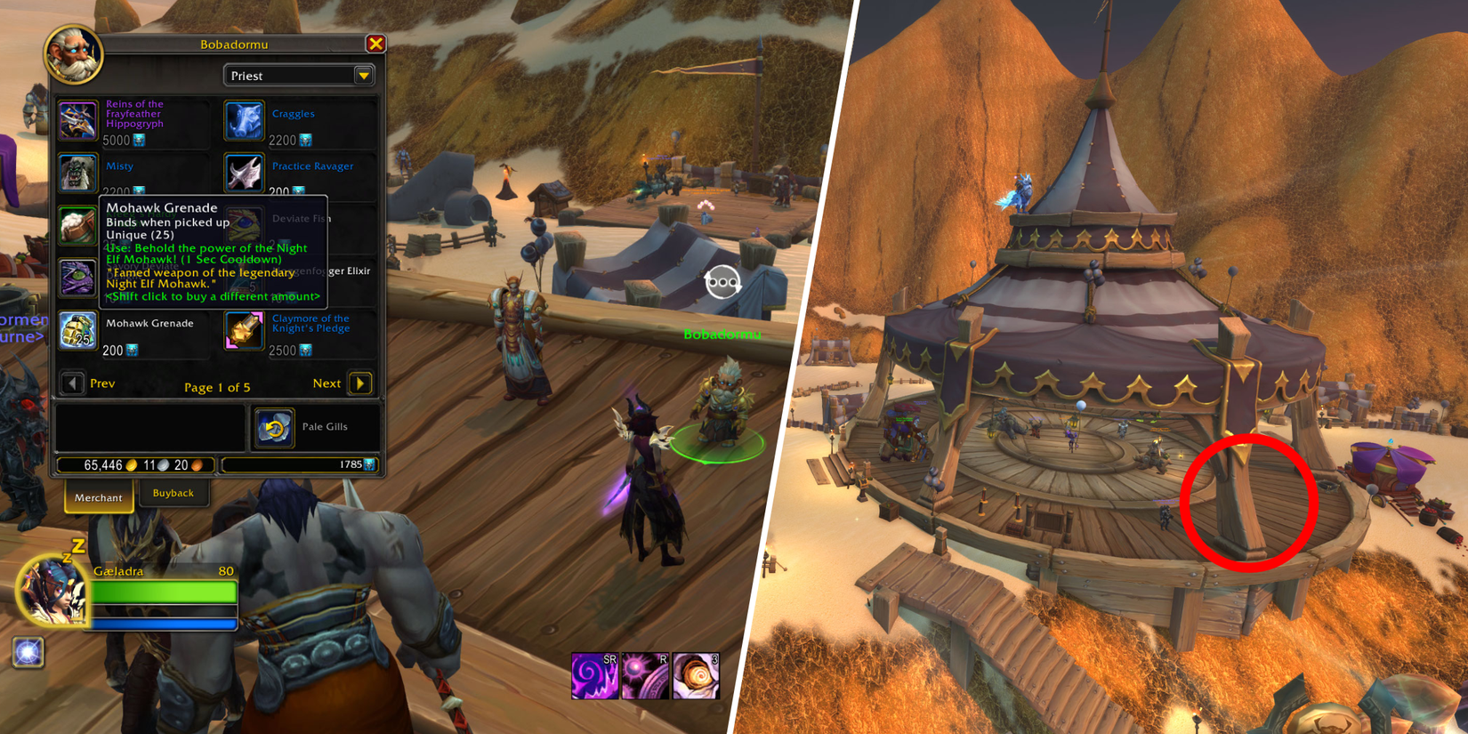 WoW 20th Anniversary Event Mohawk Grenades Night Elf Mohawk Grenade Vendor Bobadormu Timewarped Badge