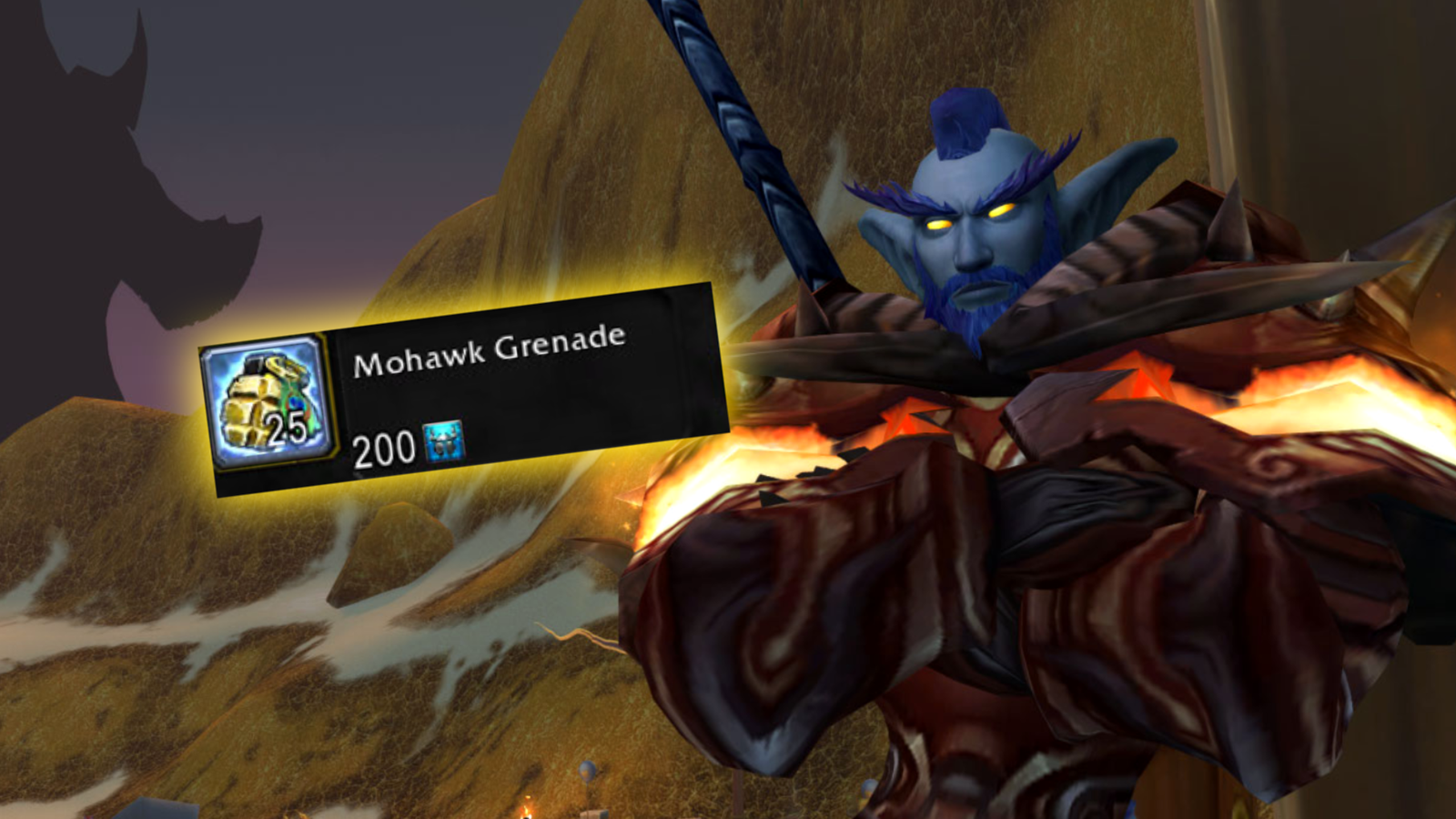 WoW 20th Anniversary Event Mohawk Grenades Night Elf Mohawk Grenade