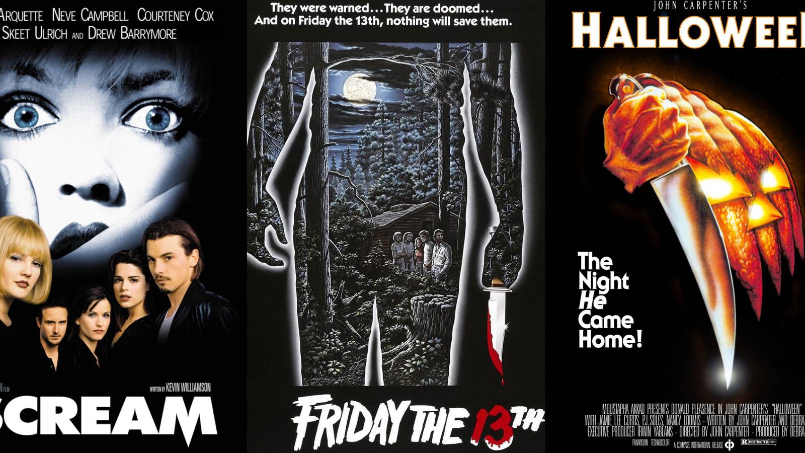 X Best Killers In Slasher Movies, Ranked split image of three slasher movies