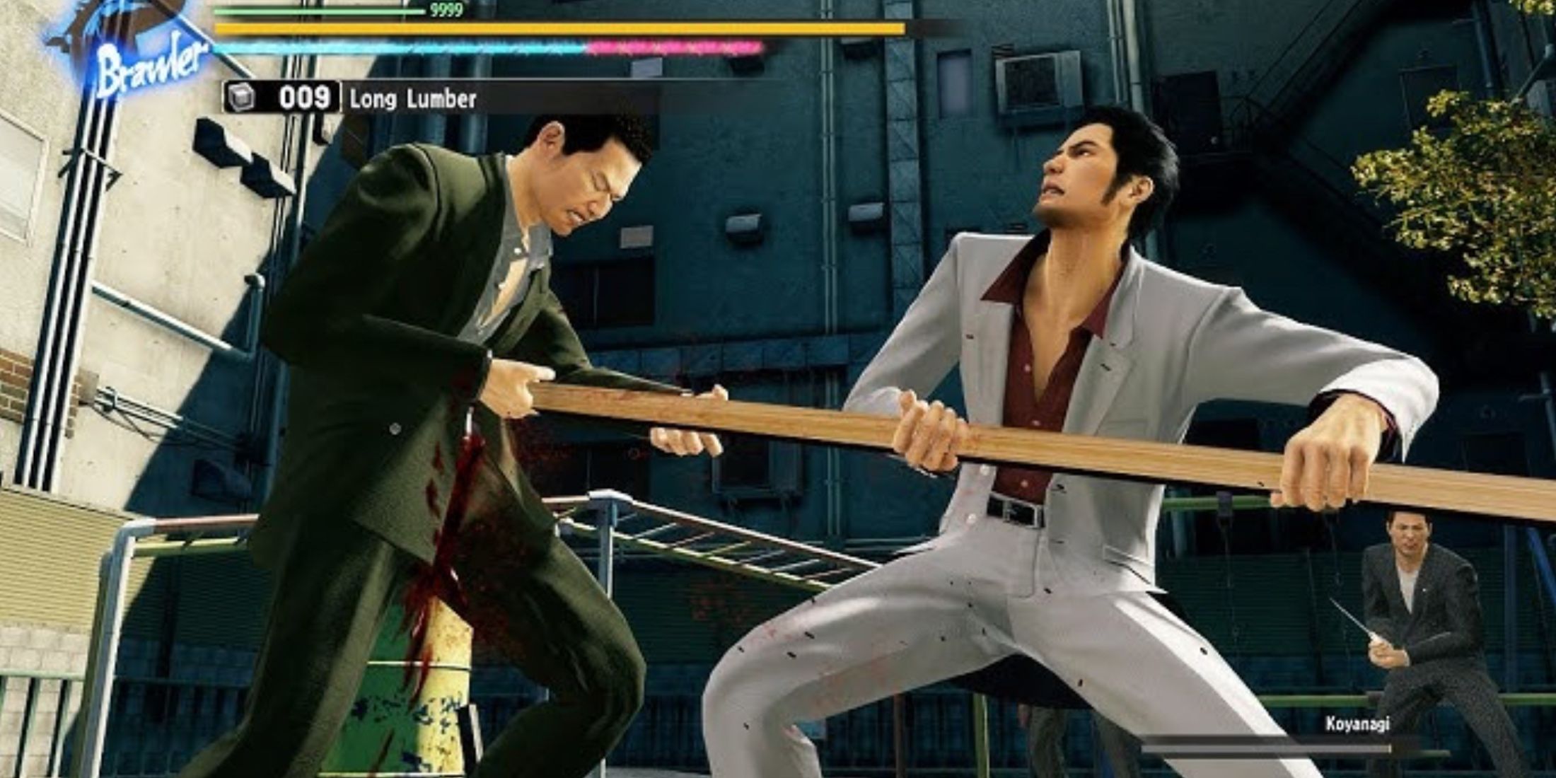 Kazuma fights a thug in Yakuza Kiwami 