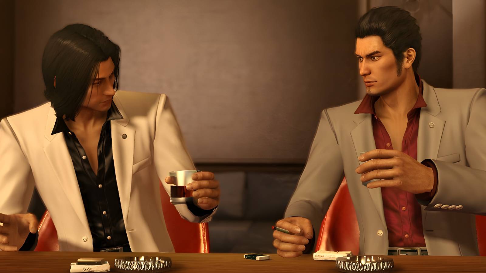 Yakuza Kiwami Kiryu and Nishiki drinking