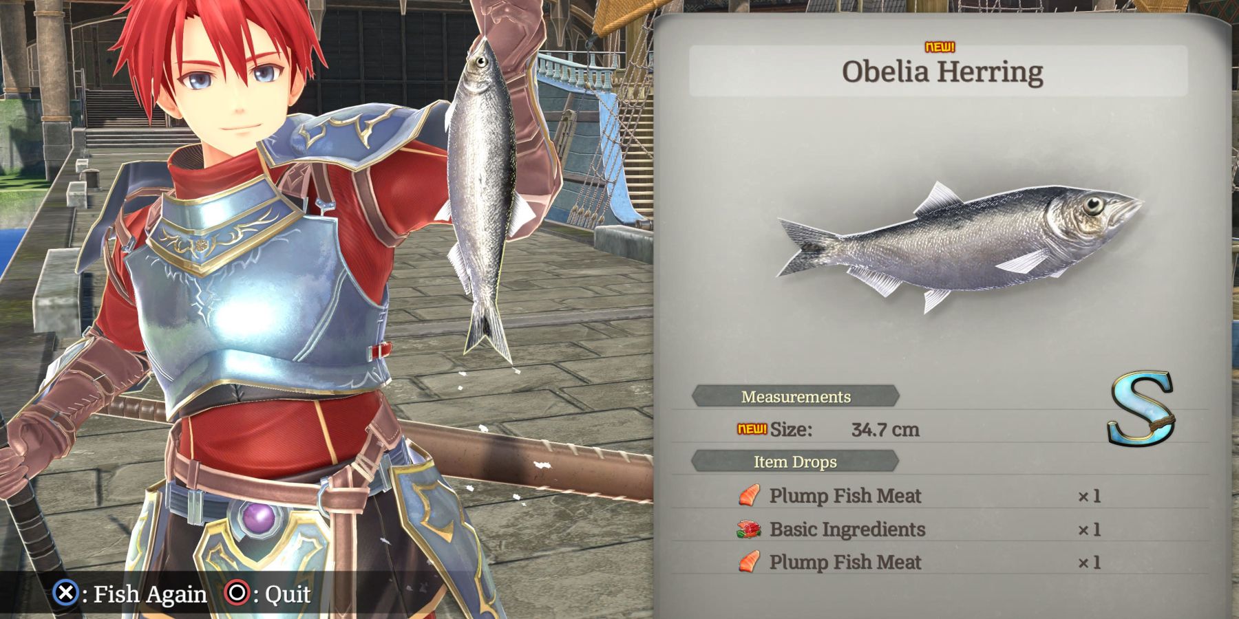 Ys 10 Adol catches an Obelia Herring