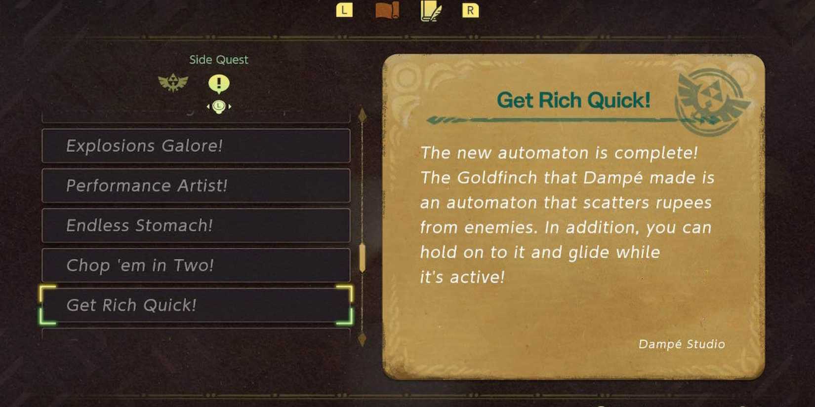 zelda echoes of wisdom get rich quick side quest info