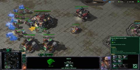 A Terran Player's Command Center, Barracks, and Supply Depot