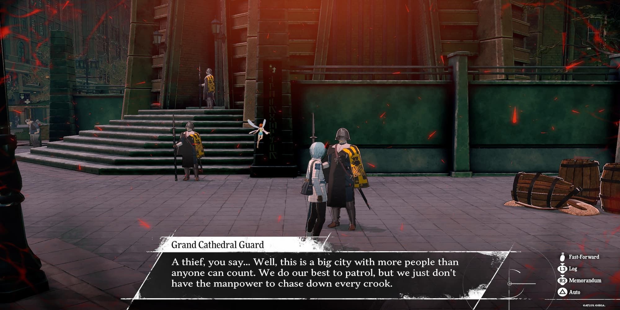 The Player Talking To The Guard In Petty Thief 