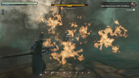 Using Eternal Fireball against fell monsters in Enshrouded