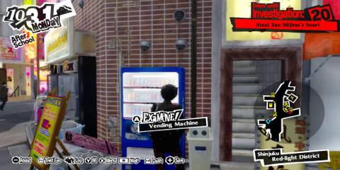 The Player Standing In Front Of The Vending Machine 