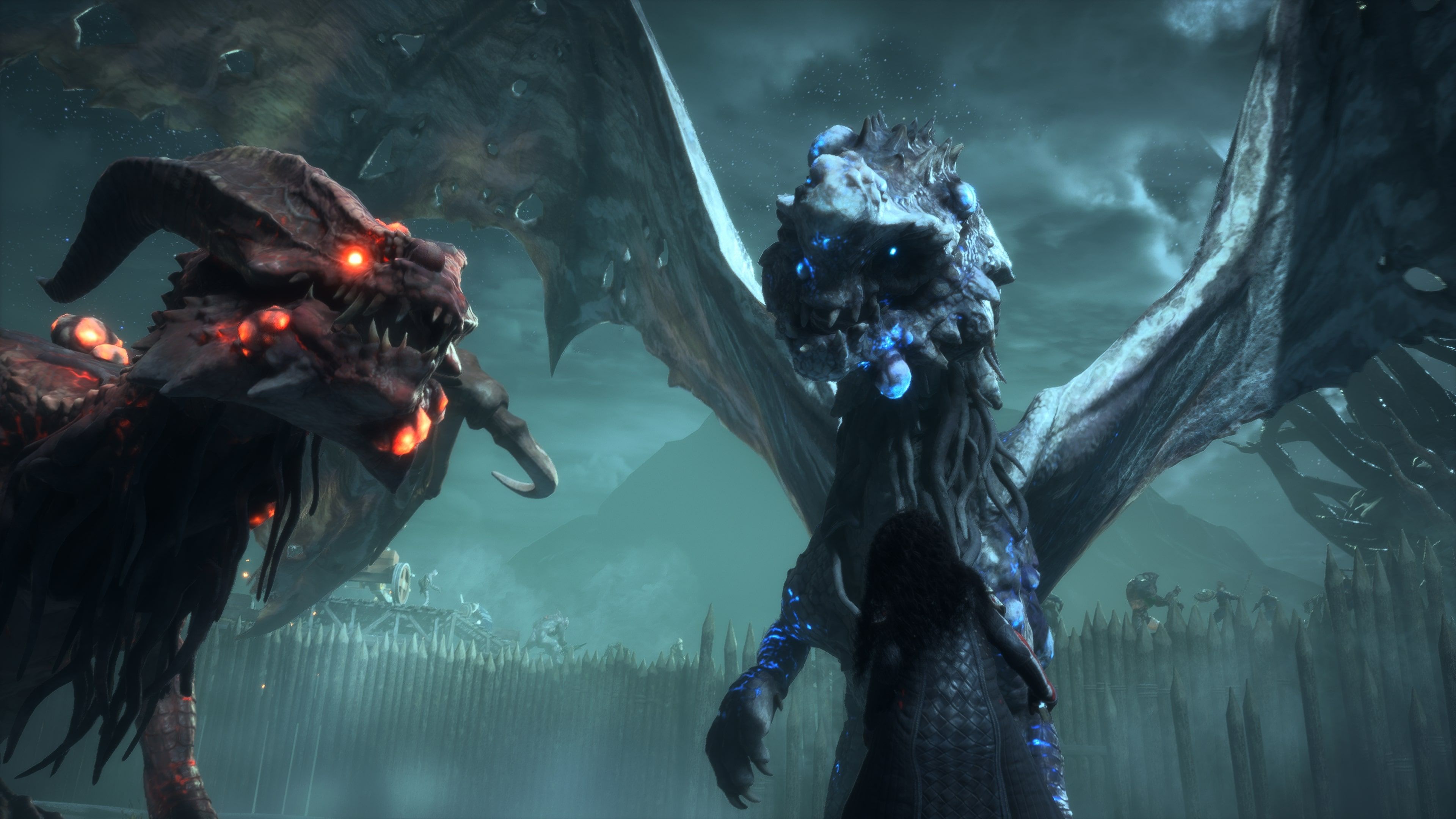 An image of two high dragons from Dragon Age: The Veilguard