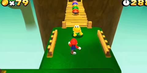 mario running towards a koopa