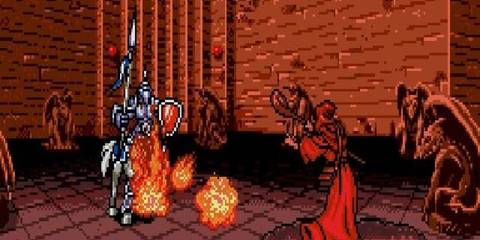 A Key Frame Of A Battle Screen Showing A Mage Attacking A Knight From Shining Force