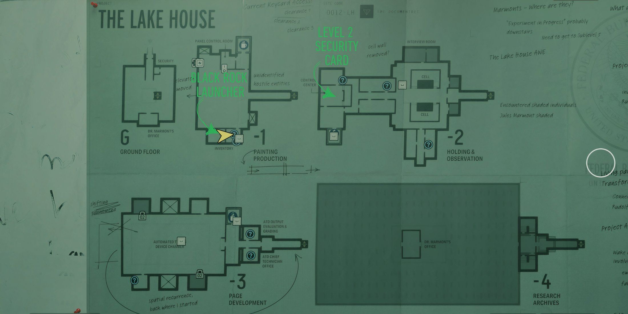 Alan Wake 2 Lake House Level 2 Card and Black Rock Launcher Location