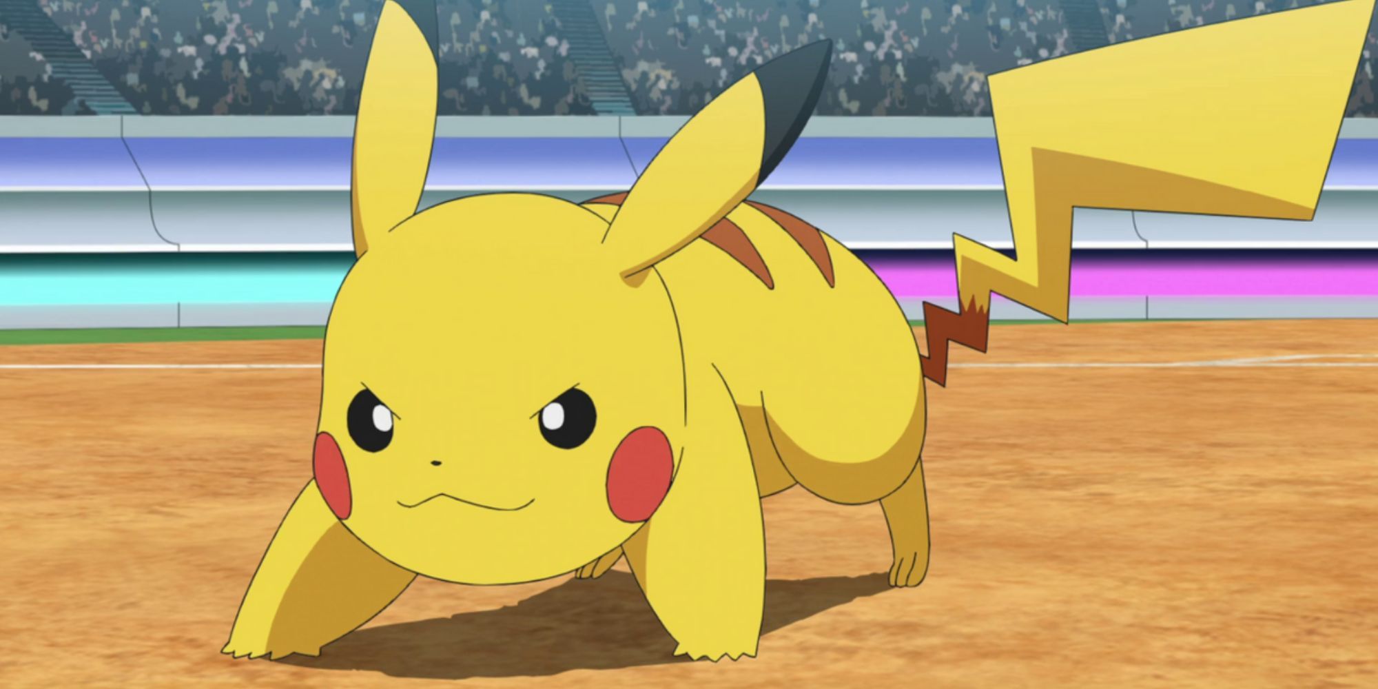 Ash's Pikachu gets ready for battle.