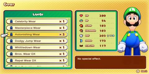 Astonishing Wear armor in Mario & Luigi Brothership