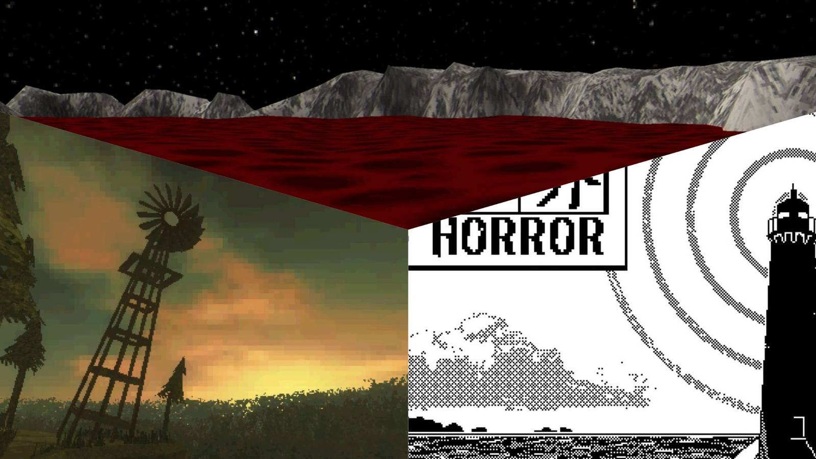 3 Way Split Image Of Paratopic Iron Lung And World Of Horror