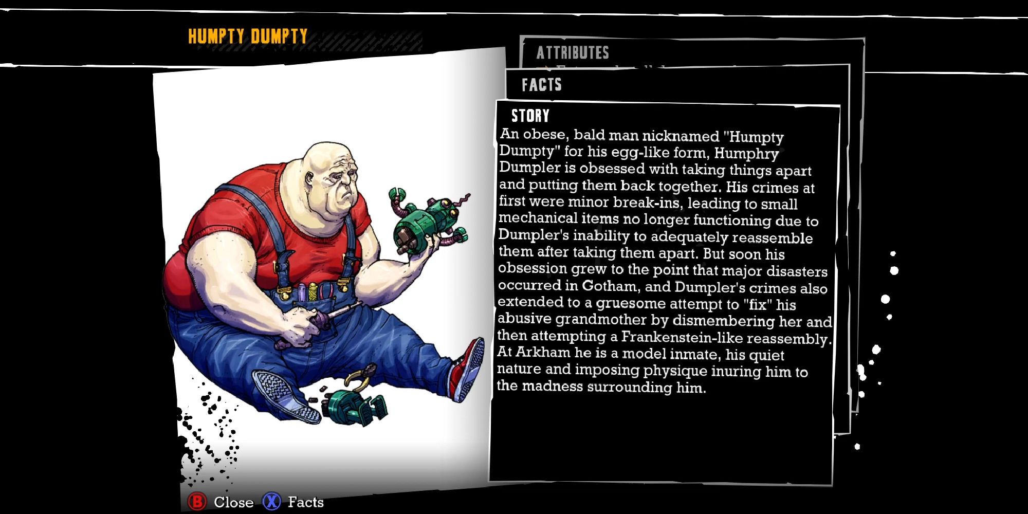 Humpty Dumpty character profile in Batman: Arkham Asylum