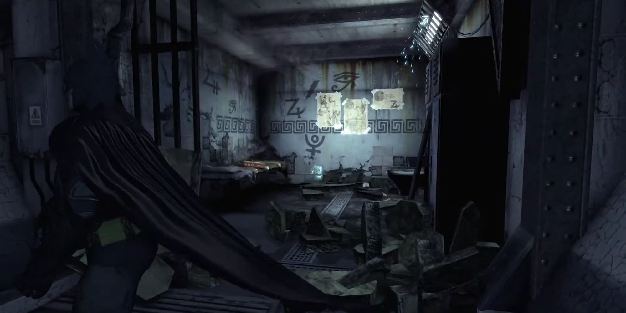 Batman accessing Maxie Zeus' cell in Batman Arkham Asylum