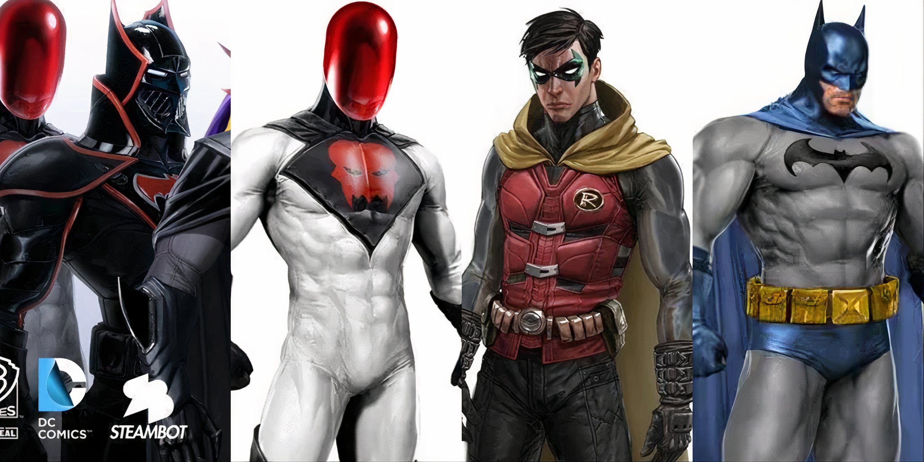 Concept art of unused costumes in Batman: Arkham Knight