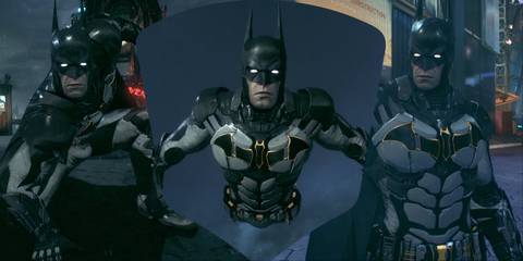 Split image of the Batman Rebirth Styled mod in Batman: Arkham Knight