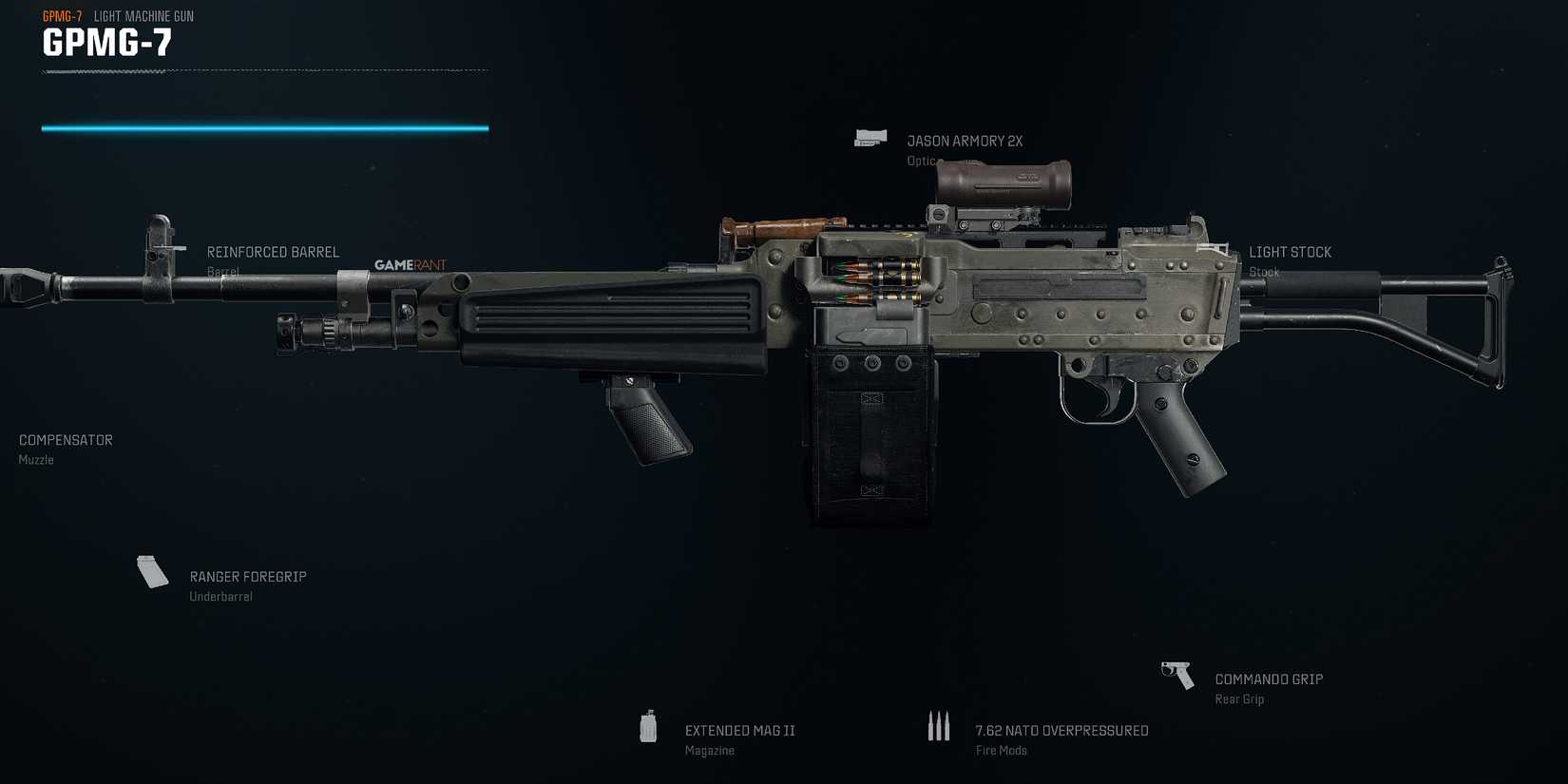 Screenshot showcasing the best GPMG-7 build in Warzone 