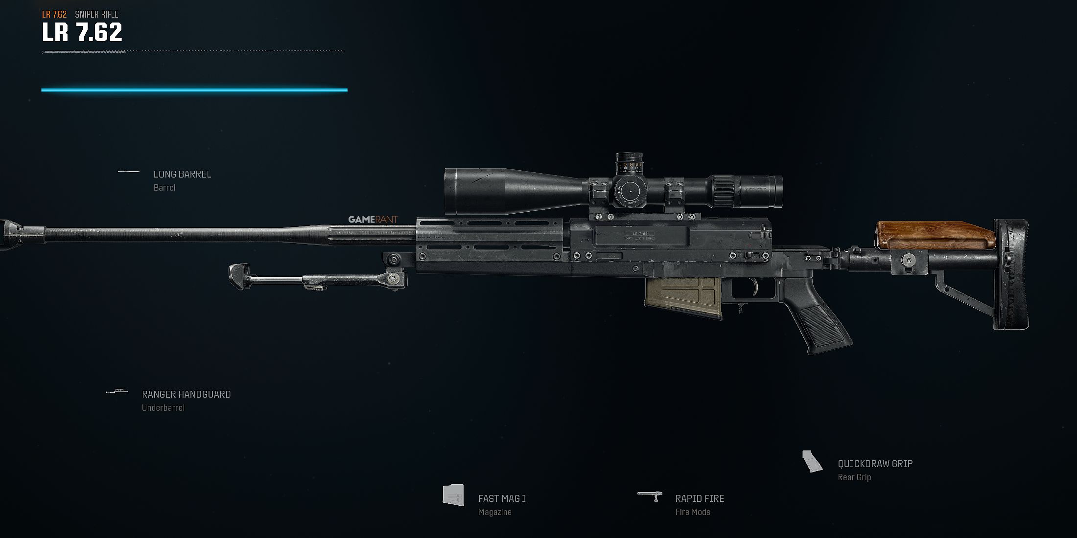 Screenshot showcasing the best LR 7.62 build in Black Ops 6 