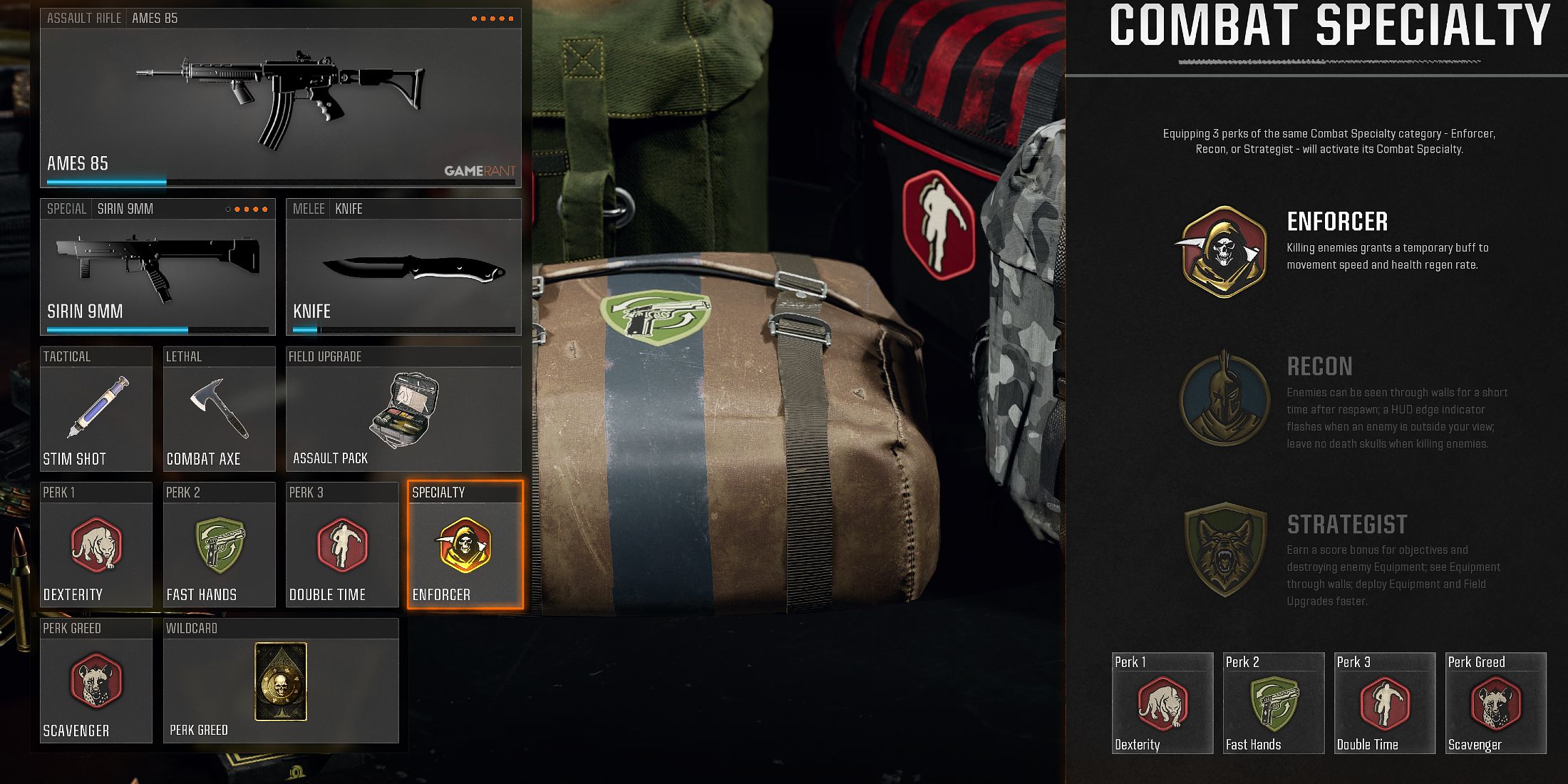 Screenshot showcasing the best Perk Package and Wildcard for the AMES 85 in Black Ops 6 