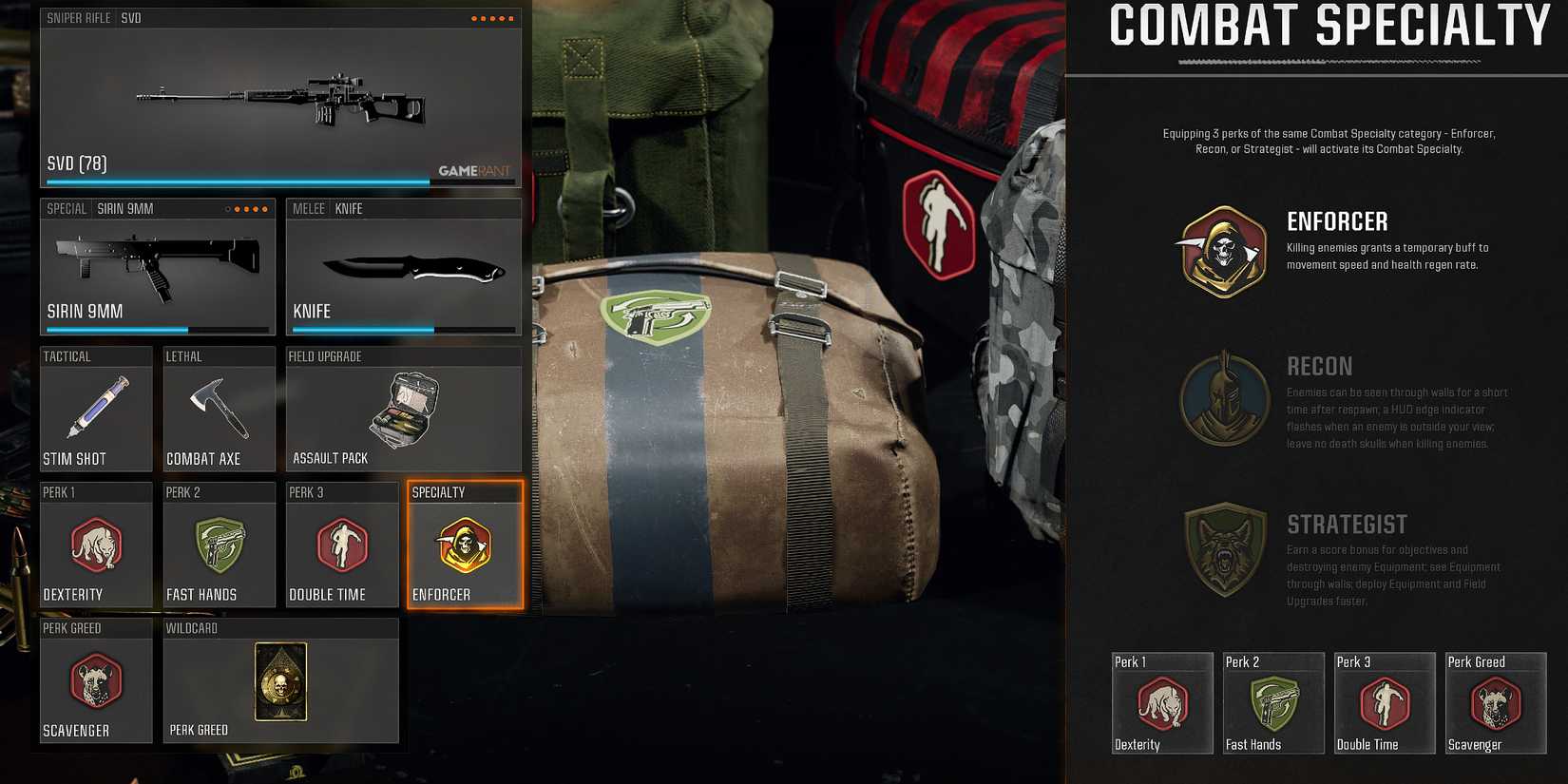 Screenshot showcasing the best Perks and Wildcard for the Sirin 9mm in Black Ops 6 