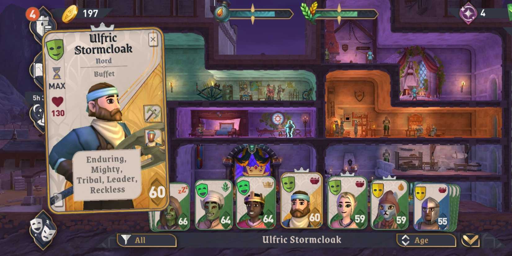 a subject with several good traits in the elder scrolls castles.