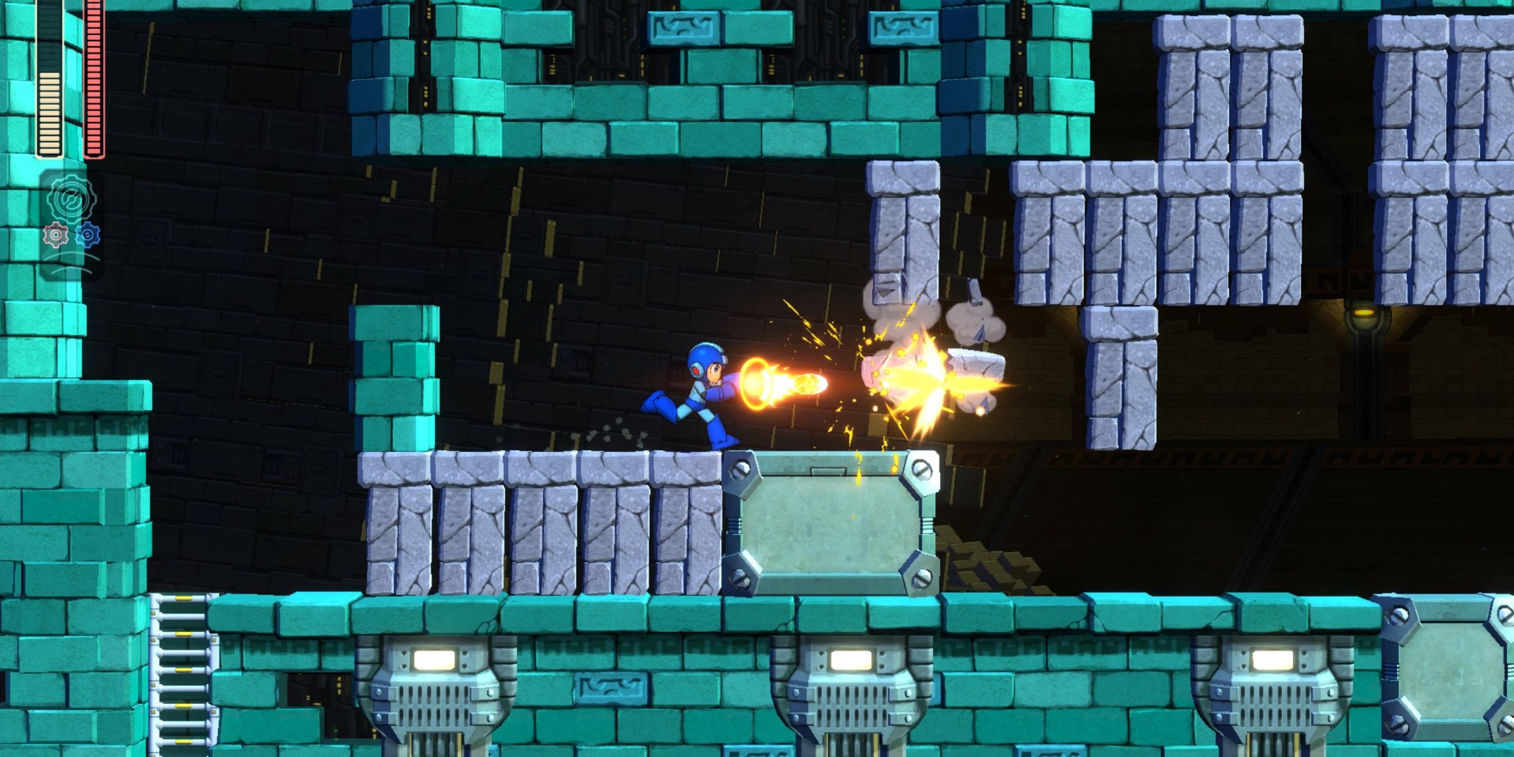 Blasting blocks Mega Man 11