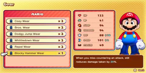 Blocky Hammer Wear armor in Mario & Luigi Brothership