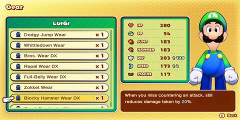 Blocky Hammer Wear DX armor in Mario & Luigi Brothership