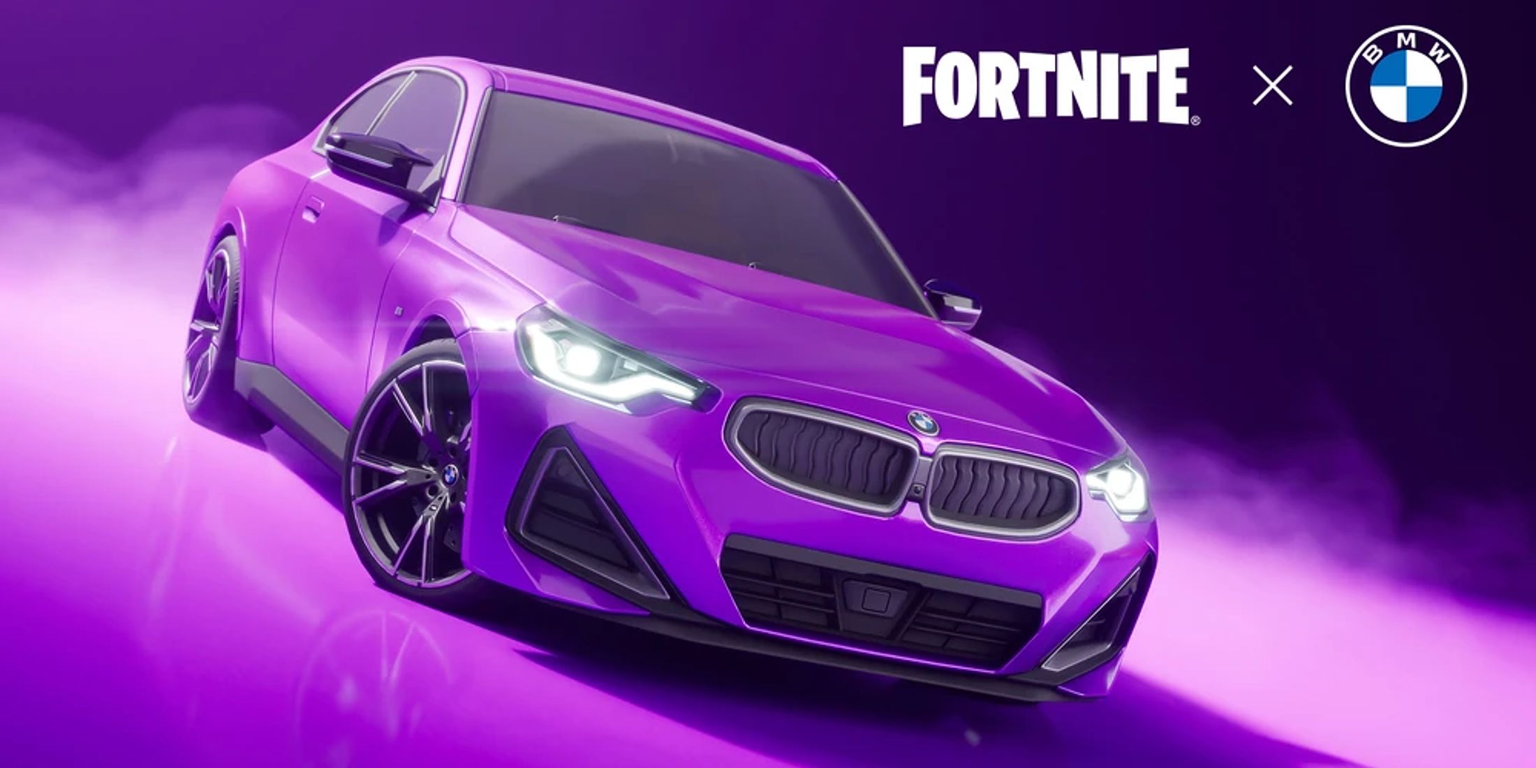 Promotional image showcasing the BMW M240i in Fortnite 