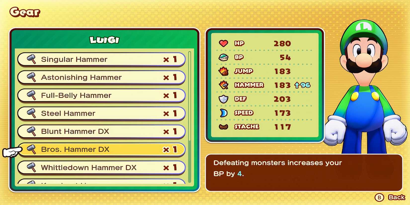 Bros. Hammer DX weapon in Mario & Luigi Brothership