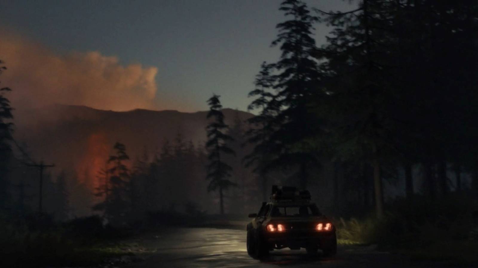 A car drives through the woods at night in a State of Decay 3 trailer.