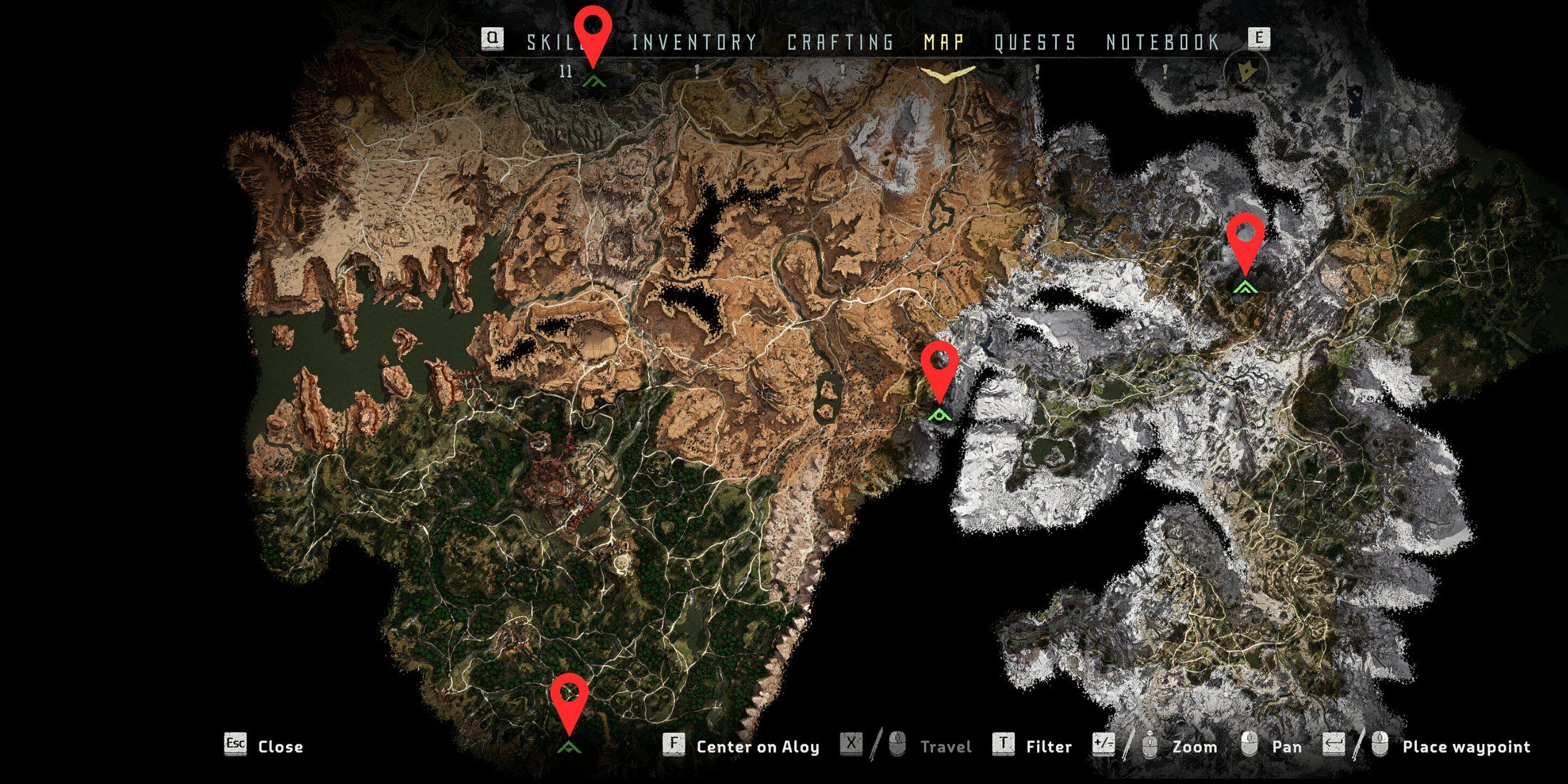 Cauldron Locations on the Map in Horizon Zero Dawn