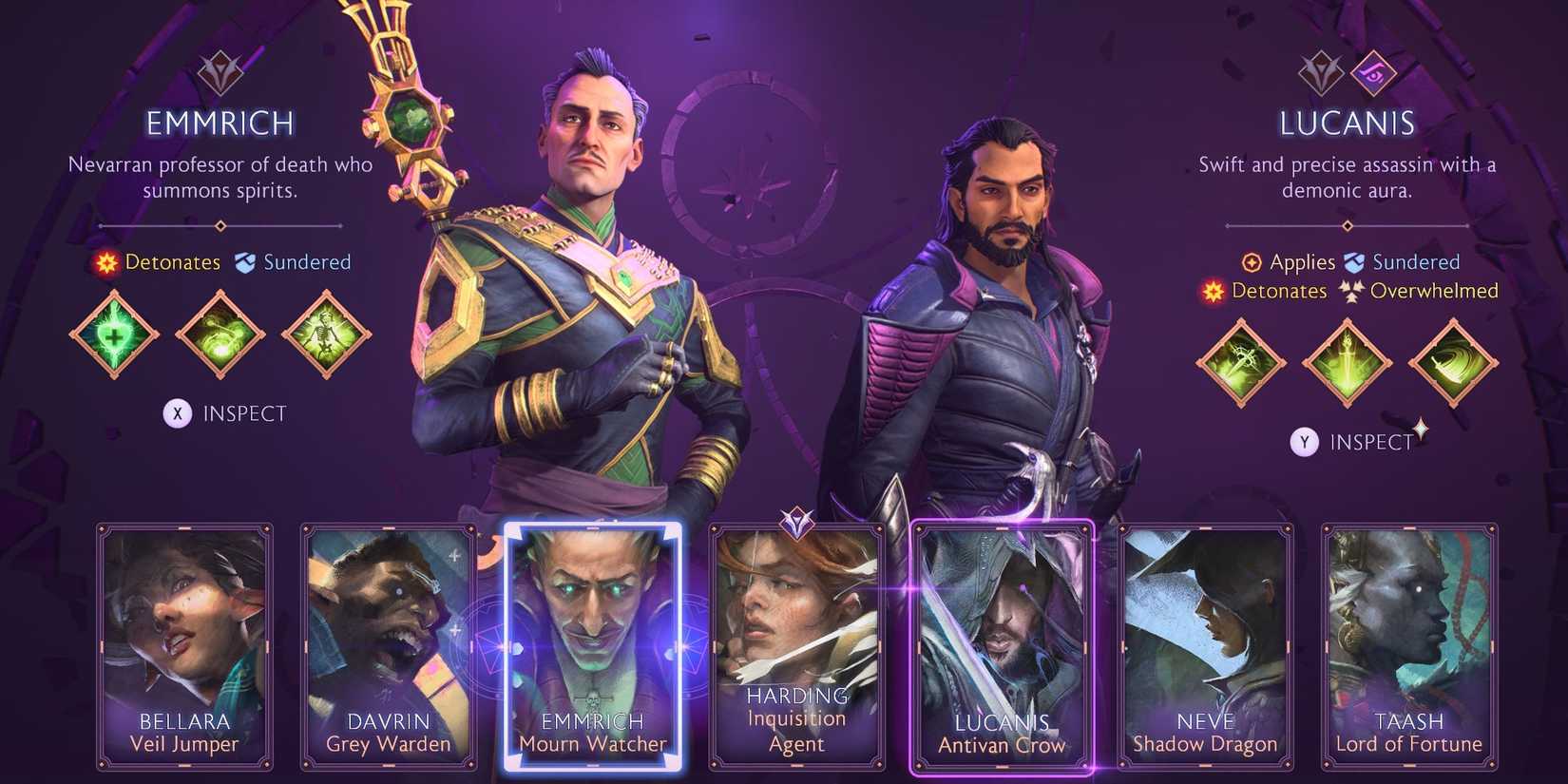 An image of Emmrich and Lucanis from Dragon Age: The Veilguard