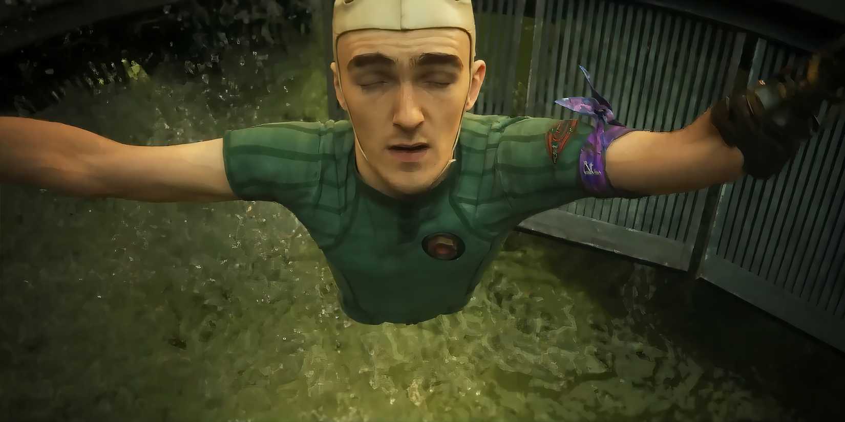 Character jumping into water in Secret Level's Outer Worlds 2 episode