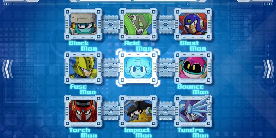 Character select screen in Mega Man 11