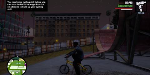 CJ on a bik in Grand Theft Auto: San Andreas
